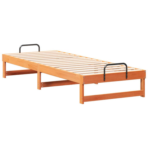 vidaXL Bed Frame with Carry Handles Brown Solid pine wood