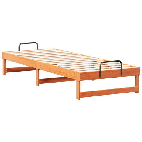 vidaXL Bed Frame with Carry Handles Brown Solid pine wood