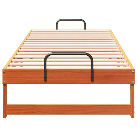 vidaXL Bed Frame with Carry Handles Brown Solid pine wood
