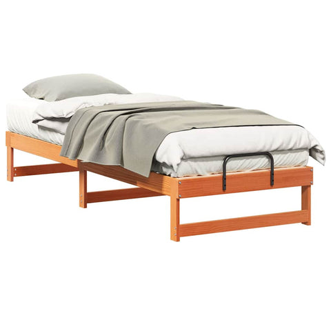 vidaXL Bed Frame with Carry Handles Brown Solid pine wood