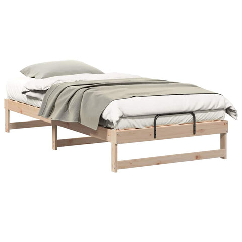 vidaXL Bed Frame with Carry Handles Brown Solid pine wood