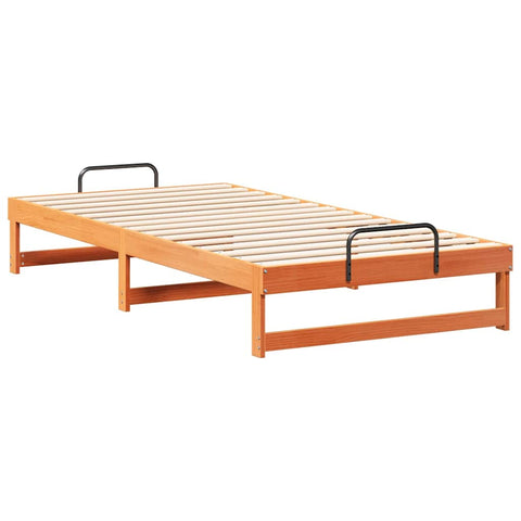 vidaXL Bed Frame with Carry Handles Brown Solid pine wood