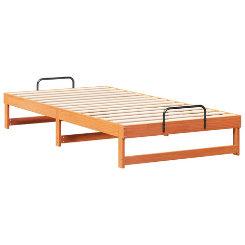 vidaXL Bed Frame with Carry Handles Brown Solid pine wood