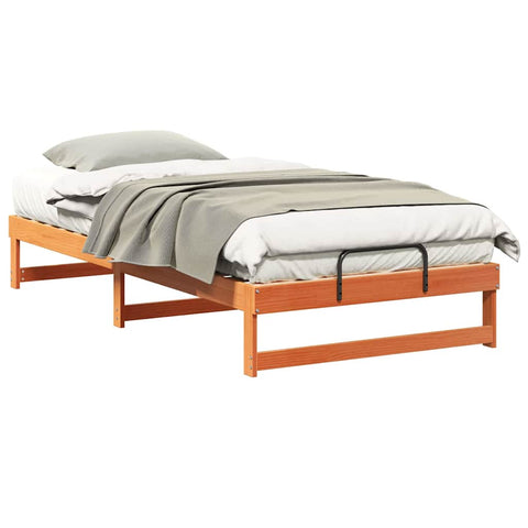vidaXL Bed Frame with Carry Handles Brown Solid pine wood