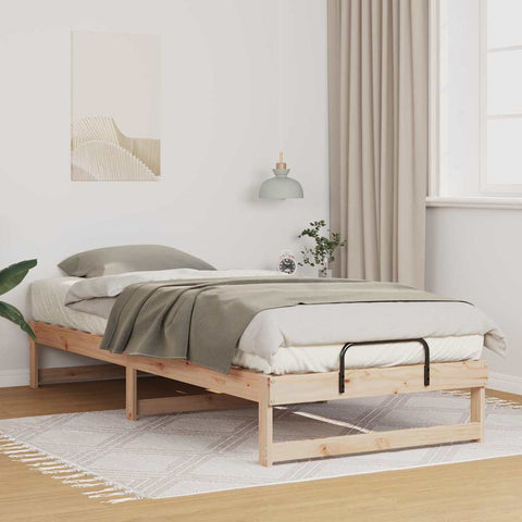 vidaXL Bed Frame with Carry Handles Brown Solid pine wood