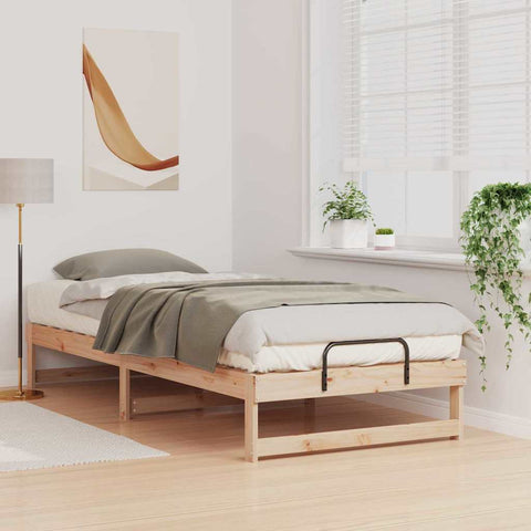 vidaXL Bed Frame with Carry Handles Brown Solid pine wood