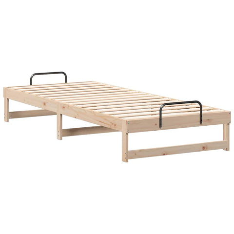 vidaXL Bed Frame with Carry Handles Brown Solid pine wood