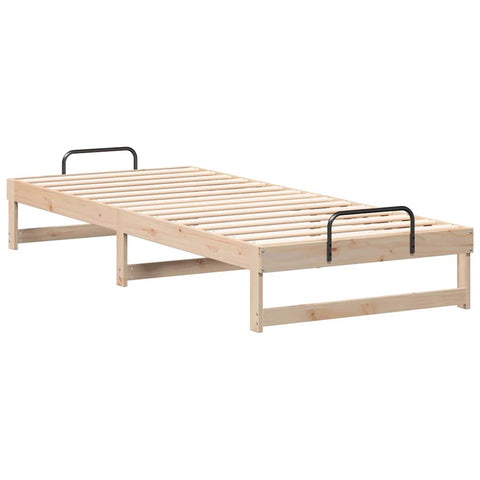 vidaXL Bed Frame with Carry Handles Brown Solid pine wood