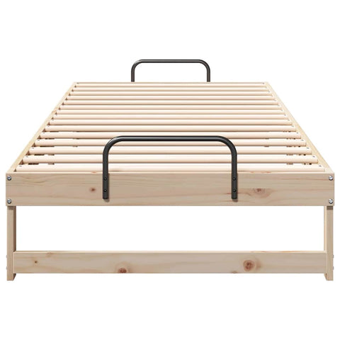 vidaXL Bed Frame with Carry Handles Brown Solid pine wood