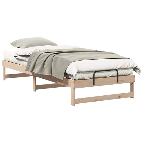 vidaXL Bed Frame with Carry Handles Brown Solid pine wood