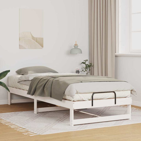 vidaXL Bed Frame with Carry Handles White Solid pine wood