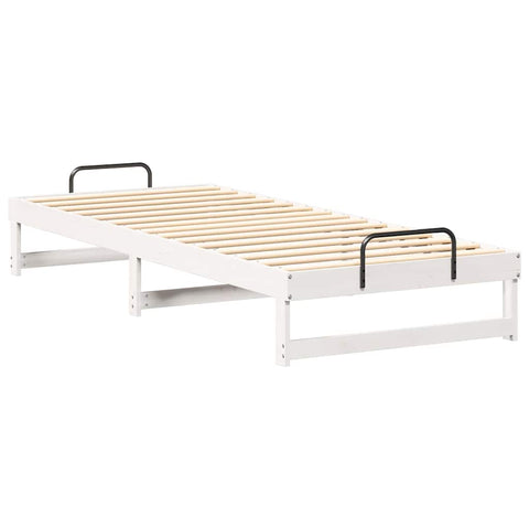 vidaXL Bed Frame with Carry Handles White Solid pine wood