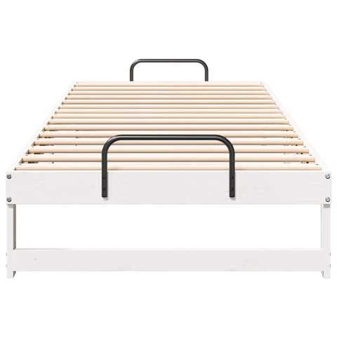 vidaXL Bed Frame with Carry Handles White Solid pine wood
