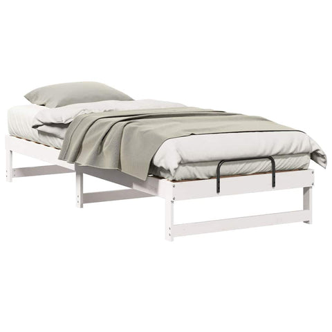 vidaXL Bed Frame with Carry Handles White Solid pine wood