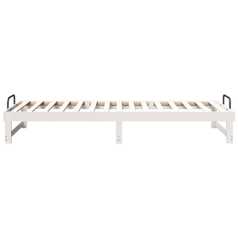vidaXL Bed Frame with Carry Handles White Solid pine wood