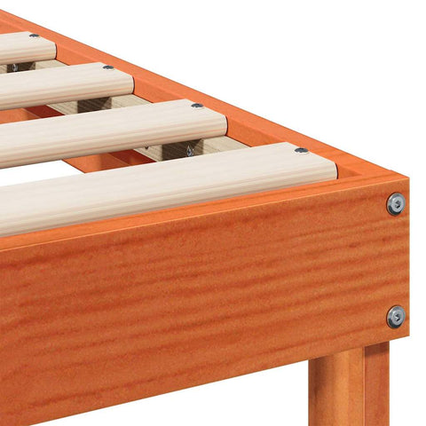 vidaXL Bed Frame with Carry Handles Brown Solid pine wood