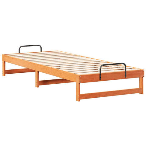 vidaXL Bed Frame with Carry Handles Brown Solid pine wood