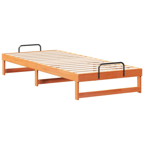 vidaXL Bed Frame with Carry Handles Brown Solid pine wood
