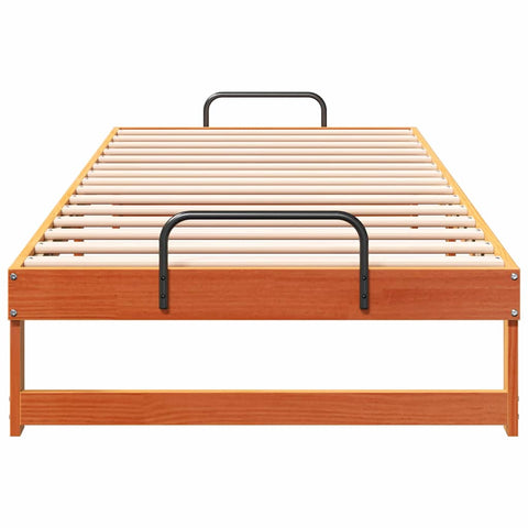 vidaXL Bed Frame with Carry Handles Brown Solid pine wood