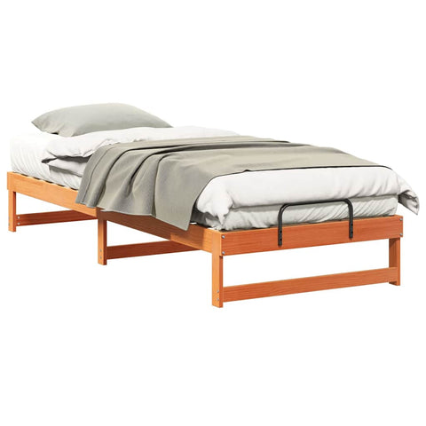 vidaXL Bed Frame with Carry Handles Brown Solid pine wood