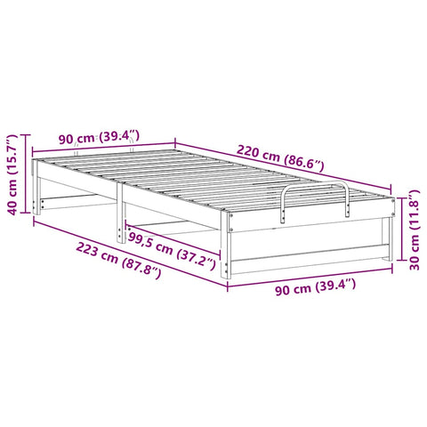 vidaXL Bed Frame with Carry Handles Brown Solid pine wood