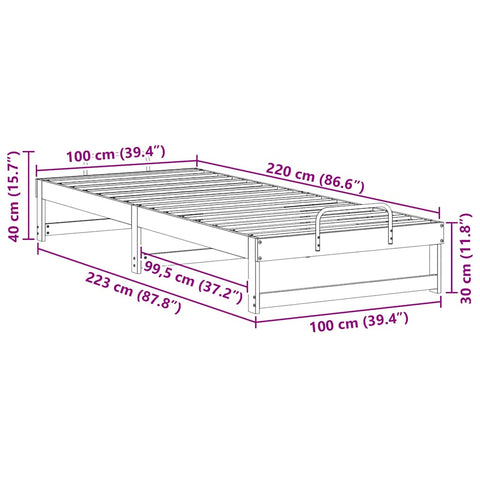 vidaXL Bed Frame with Carry Handles Brown Solid pine wood