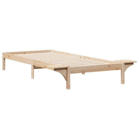 vidaXL Bed Frame with Side Tables Natural 80 x 210 cm Solid Pine Wood