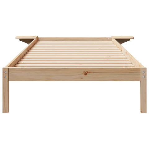 vidaXL Bed Frame with Side Tables Natural 80 x 210 cm Solid Pine Wood