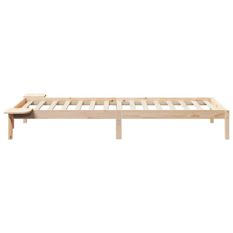 vidaXL Bed Frame with Side Tables Natural 80 x 210 cm Solid Pine Wood