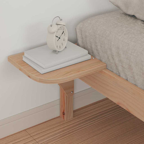 vidaXL Bed Frame with Side Tables Natural 90 x 210 cm Solid Pine Wood