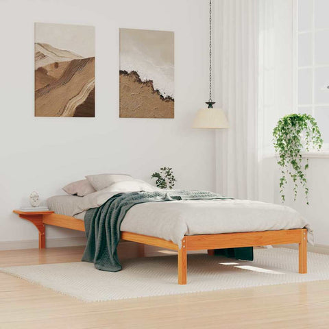 vidaXL Bed Frame with Side Tables Wax Brown 90 x 210 cm