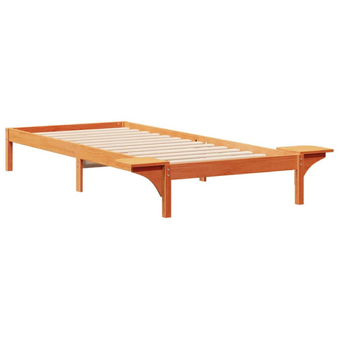 vidaXL Bed Frame with Side Tables Wax Brown 90 x 210 cm