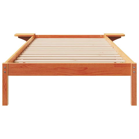vidaXL Bed Frame with Side Tables Wax Brown 90 x 210 cm