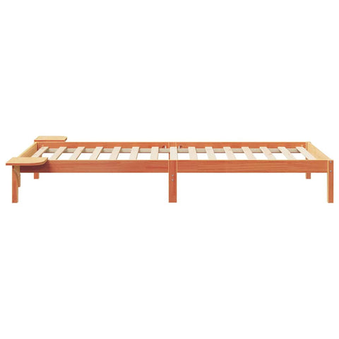 vidaXL Bed Frame with Side Tables Wax Brown 90 x 210 cm