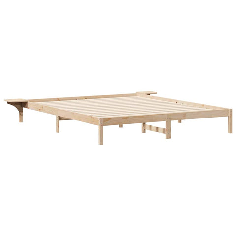 vidaXL Bed Frame with Side Tables Natural 180 x 210 cm Solid Pine Wood