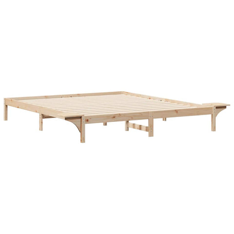 vidaXL Bed Frame with Side Tables Natural 180 x 210 cm Solid Pine Wood