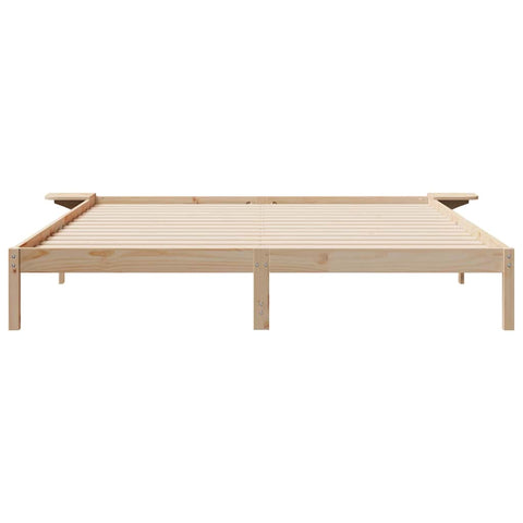 vidaXL Bed Frame with Side Tables Natural 180 x 210 cm Solid Pine Wood