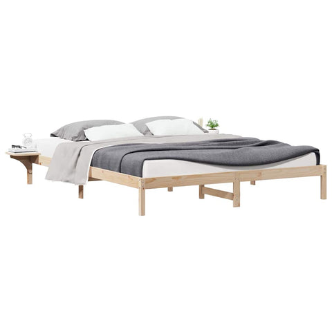 vidaXL Bed Frame with Side Tables Natural 180 x 210 cm Solid Pine Wood