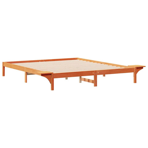 vidaXL Bed Frame with Side Tables Wax Brown 200 x 210 cm