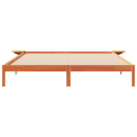 vidaXL Bed Frame with Side Tables Wax Brown 200 x 210 cm