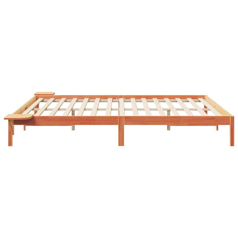 vidaXL Bed Frame with Side Tables Wax Brown 200 x 210 cm