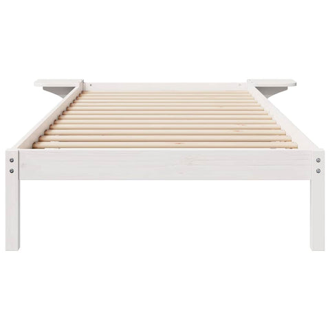 vidaXL Bed Frame with Side Tables White 90 x 220 cm Solid Pine Wood