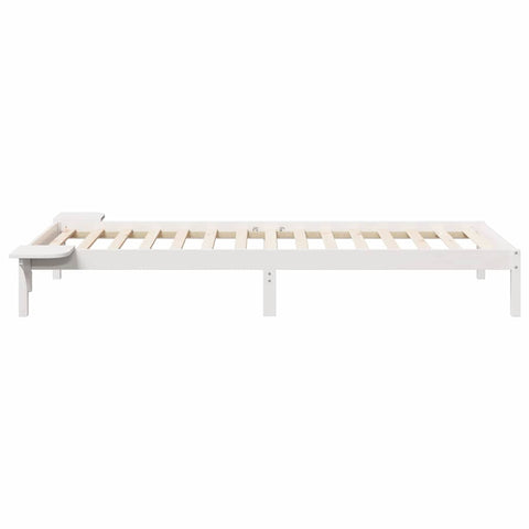 vidaXL Bed Frame with Side Tables White 90 x 220 cm Solid Pine Wood