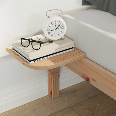 vidaXL Bed Frame with Side Tables Natural 140 x 220 cm Solid Pine Wood