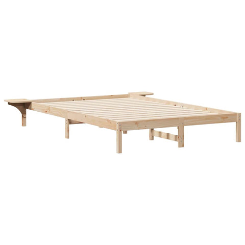 vidaXL Bed Frame with Side Tables Natural 140 x 220 cm Solid Pine Wood