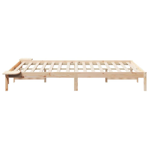 vidaXL Bed Frame with Side Tables Natural 140 x 220 cm Solid Pine Wood