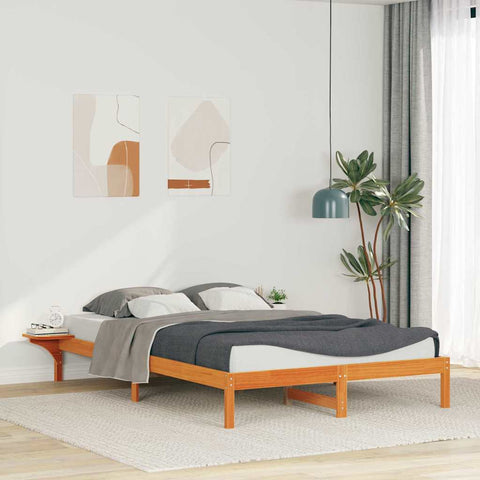 vidaXL Bed Frame with Side Tables Wax Brown 160 x 220 cm