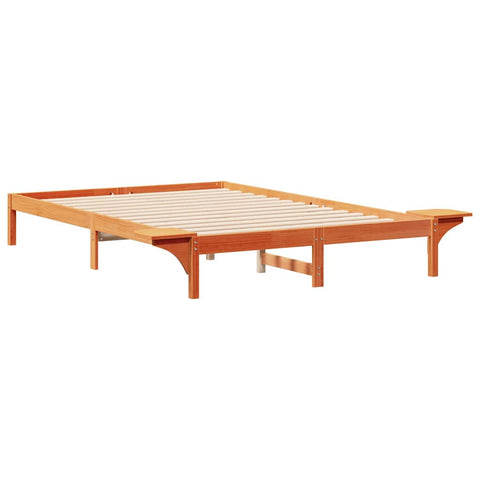 vidaXL Bed Frame with Side Tables Wax Brown 160 x 220 cm