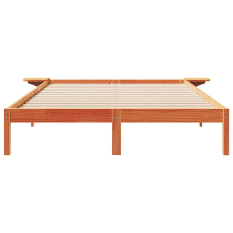 vidaXL Bed Frame with Side Tables Wax Brown 160 x 220 cm