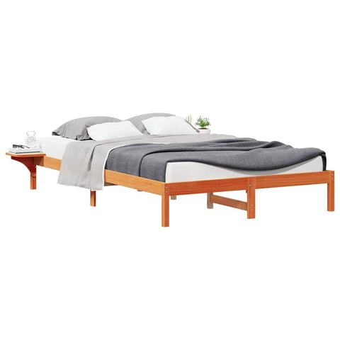 vidaXL Bed Frame with Side Tables Wax Brown 160 x 220 cm